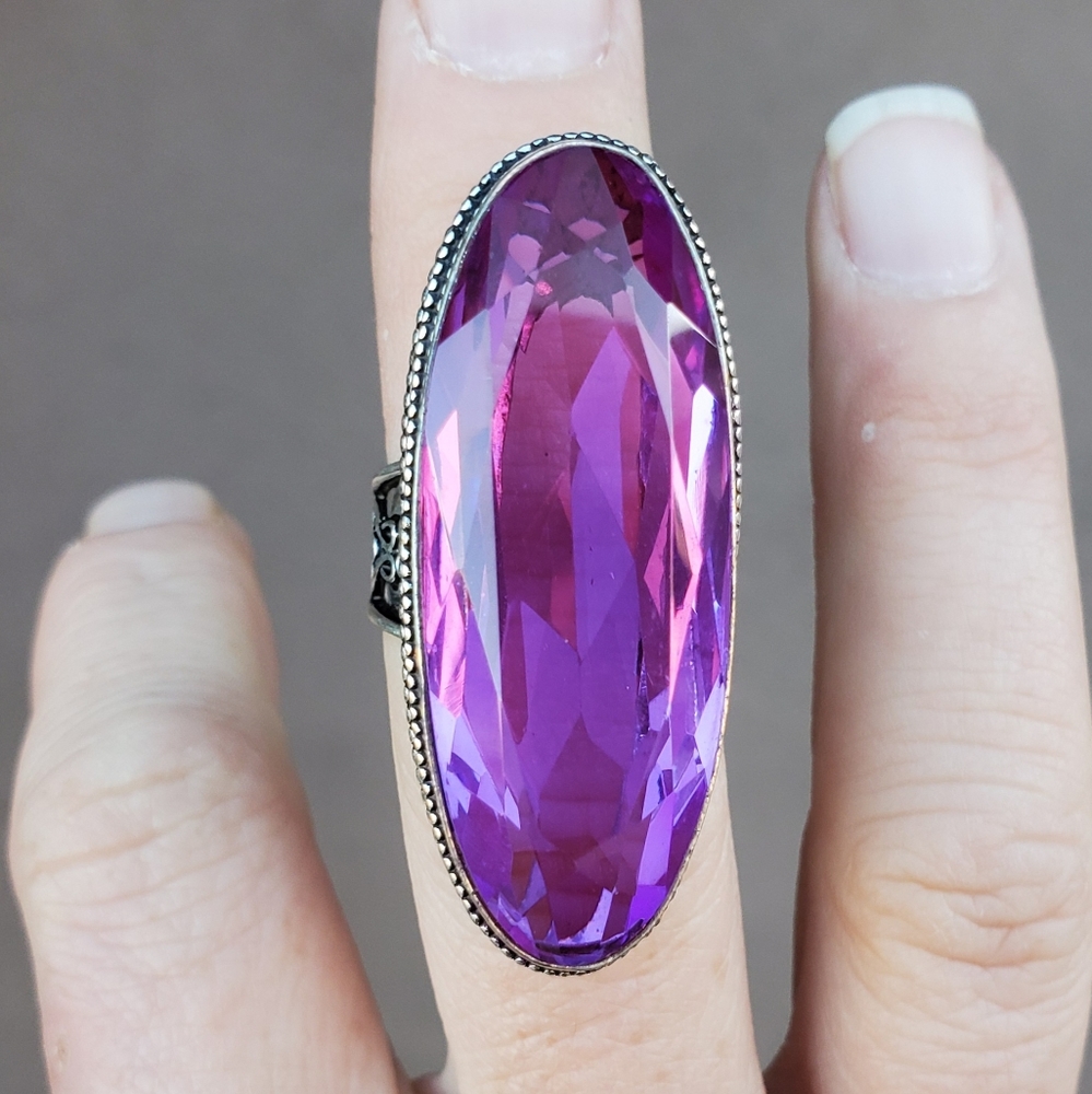 New Oversized Iolite 925 Silver Statement Ring.